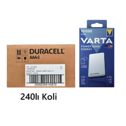 240lı Koli Duracell Simply AAA Alkalin İnce Pil Varta Energy 10.000Mah Powerbank Hediyeli - 1