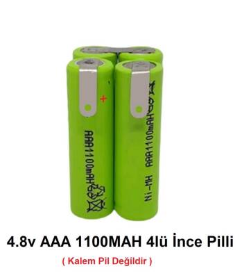 AAA 4.8v 1100mah Ni-MH 4lü Küp İnce Şarjlı Pil Grubu - 1