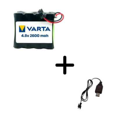 Chengke Rc 4.8V 2600MAH Varta Oyuncak Araba Bataryası Siyah Soket+Usb Şarj Cihazı - 1