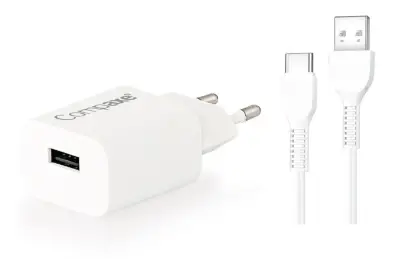 COMPAXE CTA-521UTB24 10W 5V 2.1A TEK USB + USB TO TYPE C 2.4A KABLOLU SET BEYAZ - 1