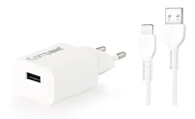 COMPAXE CTA-524ULB24 12W 5V 2.4A USB 3.0 + USB TO LIGHTNING Şarj Cihazı Seti - 1