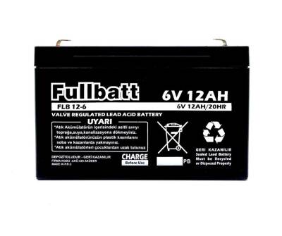 Fullbatt 6 Volt 12amper 6v/12ah/20hr Kuru Tip Bakımsız Akü 6volt 12amper Batarya Pil 6v12ah Akü 2023 üretimi - 1