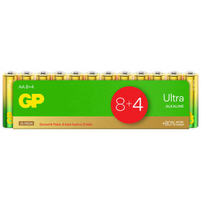 GP G-TECH Ultra Alkalin Kalem LR6 - AA Boy 1.5V Pil 12'li Shrink - 1