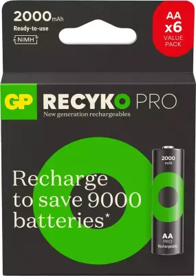 GP PRO RECHARGE AA 2000MAH 6LI KART ŞARJLI PİL - 1