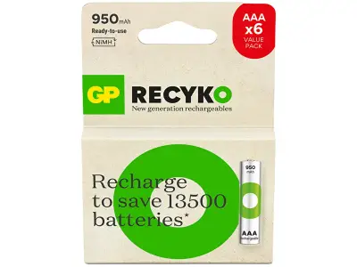 GP ReCyko 950 mAh 1.2 V Ni-MH 6'lı AAA İnce Kalem Şarjlı Pil - 1