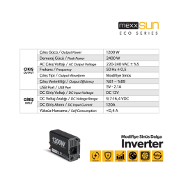 Mexxsun 12V 1200W Modifiye Sinüs İnverter - 4