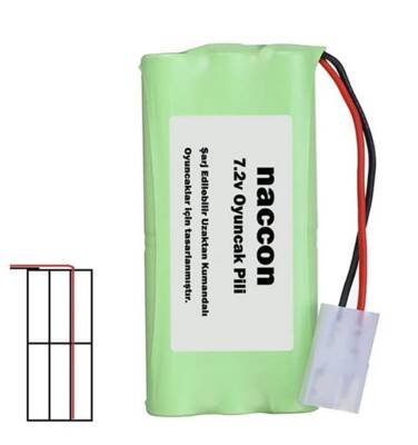 Naccon 7.2V 1800mAh Ucuca Tamiya Soketli Şarjlı Oyuncak Pili AA Kalem Pilli - 1