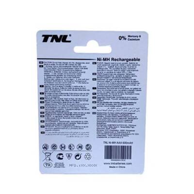 TNL 1.2v 600mah Şarj Edilebilir İnce Pil AAA - 2