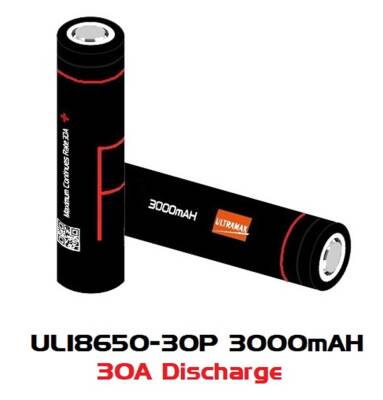 Ultramax 18650 3000mAH 30A Discharge Li-ion Başlıksız Şarj Edilebilir Pil - 1